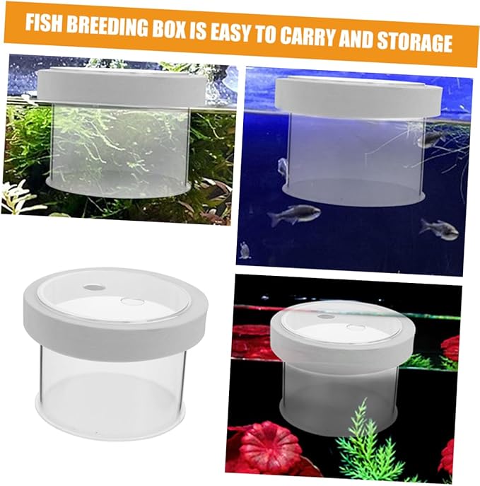 POPETPOP Fish Tank Isolation Box Acrylic Aquarium Breeding Box Fish Separator 360-degree Viewing Easy to Use