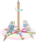 Bird Rotating Perch Toys,Parakeet Interactive Stand Perch Toy,Wooden Exercise Wheel Parrot Toys,Cockatiel Toys for Bird Cage Accessories for Small and Medium Parrots (6 Perch)