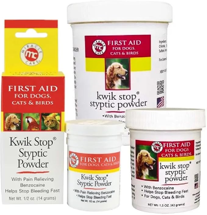 Styptic Kwik Stop Dog Cat Bird Ferret Helps Stop Bleeding Fast Powder Gel Pads or Swabs (6 oz Powder)