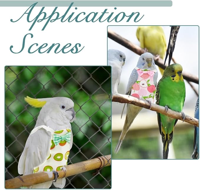 SUPERFINDINGS 6Pcs 6 Styles Bird Flight Suits Diapers Reusable Parrot Nappy with Washable Waterproof Cute Urine Wet Suit Costume for Parrots Cockatiel Pet Birds