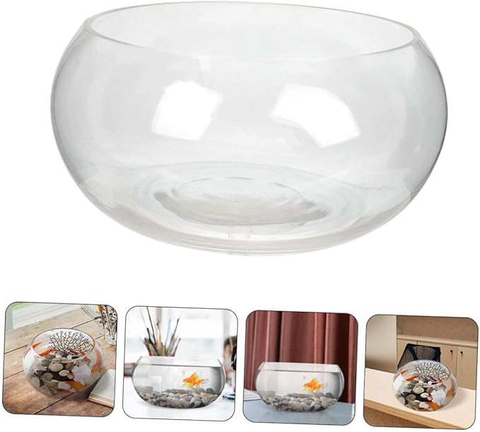 Glass Fish Bowl Terrarium for Home Bubble Vase for Plants Goldfish High Transparency Desktop Aquarium for Fish Plant Lovers