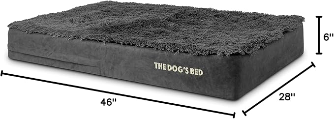 The Dog’s Bed Orthopedic Memory Foam Dog Bed Mattress,Fur Fabric,Grey Fur, XL, 6-Inch