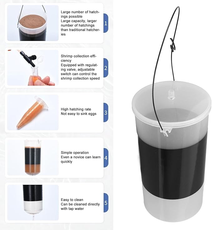 Fockety Brine Shrimp Eggs Incubator, Hatchery Artemia Eggs Hatchery Kit with Regulating Valve, Fish Hatch Tool for Aquarium Brine Shrimp Eggs, Brine Shrimp Eggs Hatcher