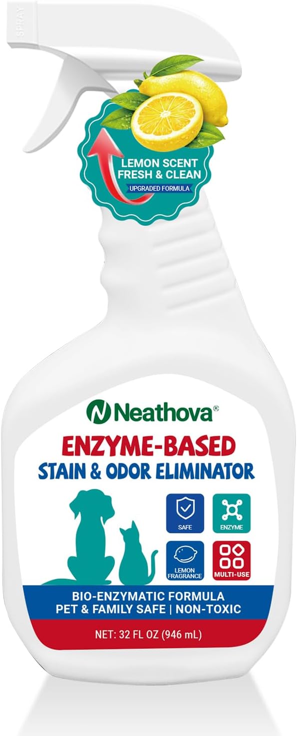 Stain & Strong Odor Eliminator, Enzyme Cleaner, Pet Odor Eliminator for Home - Carpet Stain Remover for Cats & Dog Pee - Urine Destroyer - Carpet Cleaner Spray Clear (Lemon)