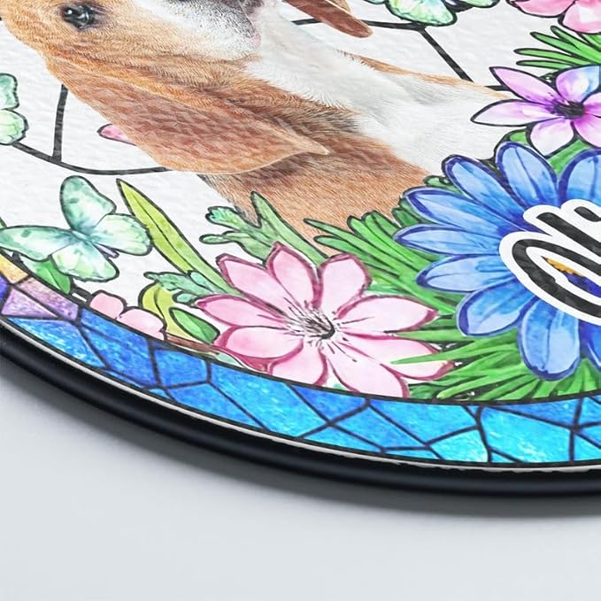 Lovely POD Custom Dog Portrait Stained Glass Suncatcher, Pet Memorial Stained Glass Photo Suncatcher, Dog Memorial Gift, Cat Loss, Pet Loss Gift, Christmas Ornament for Family