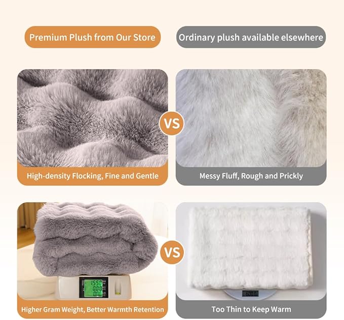 Dog Blanket Self-Warming Throw for Medium & Large Dogs, Dual-Side Sherpa Plush, Thick Crate Bed Cover & Car Seat Mat, Anti-Static Machine Washable No Shrink, 39x30 Inch Gray
