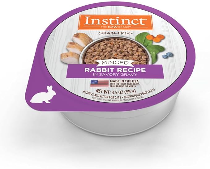Instinct Original Minced Natural Wet Cat Food,Grain Free Recipe - Real Rabbit,3.5 oz. Cups,(Pack of 24)
