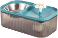2 in 1 Cat Water Fountain and Food Bowl,Cat Fountain Water Bowl,Pet Water Bowl Fountain,Automatic Pet Water Dispenser,Cat Food and Water Bowl Set,Cat Feeding and Watering Supplies(Blue)