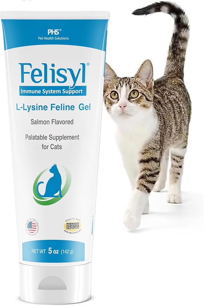 L-Lysine Gel for Cats & Kittens (5oz) – Immune System, Respiratory & Eye Health Support. Reduces Sneezing, Runny Nose & Watery Eyes. Daily Salmon-Flavor Supplement – Made in USA (1 Pack)
