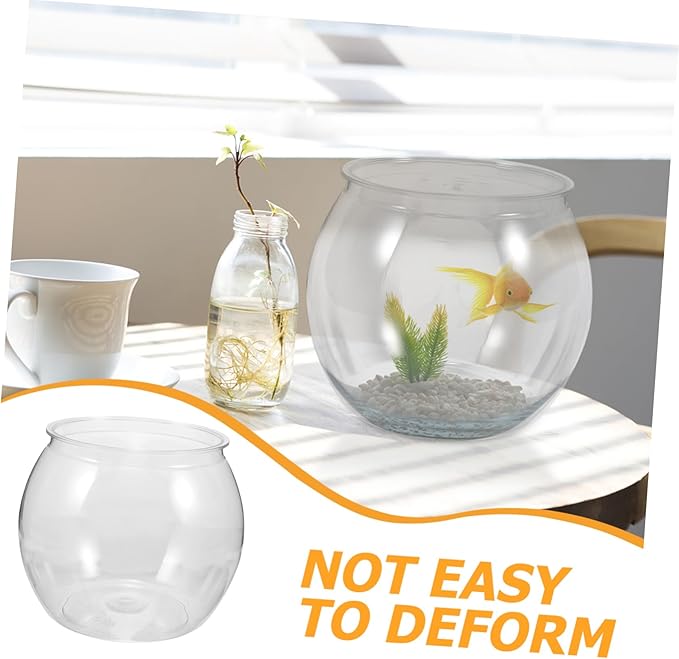 BESPORTBLE Transparent Plastic Fish Bowl Fall-Resistant Tabletop Aquarium for Betta Plants for Home Office Decor Wedding Party Use Eye-catching Design