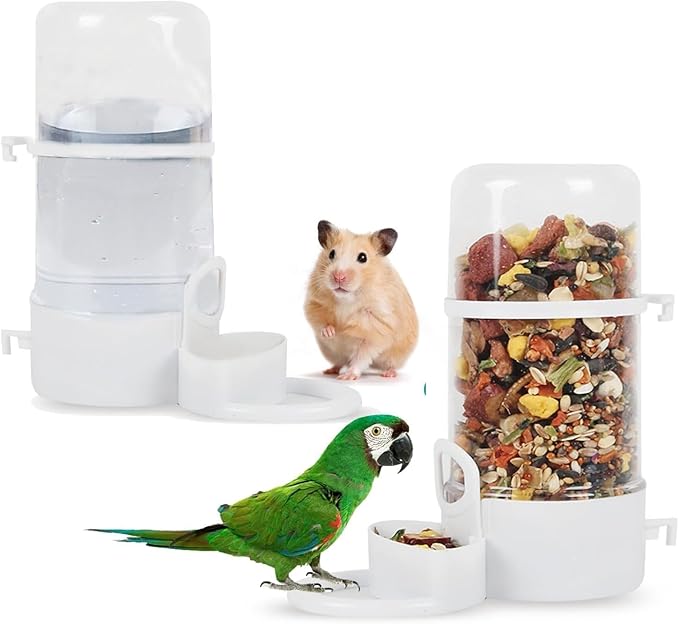 Pet Bird Hamster Automatic Hanging Feeder Water Food Silo Dispenser Feeder Parrot Parakeet Budgie Cockatiel