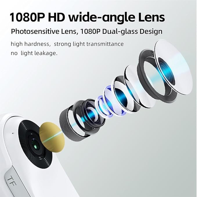 MANON ROSA Pet Collar Camera, Mini Action Camera with 64G SDCard, HD1080P Wireless Dog Cat Collar Camera for Video Records Tracker Monitor, Supports USB& OTG Connection (White)