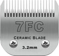 Detachable Pet Dog Clipper Blades, Compatible with Andis Size-7FC Cut Length 1/8"(3.2mm), Most Oster A5, Wahl KM Series Clippers,Made of Ceramic Blade & Stainless Steel Blade