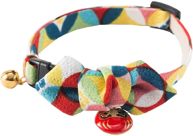 Necoichi Daruma Charm Bow Tie Cat Collar (Red)