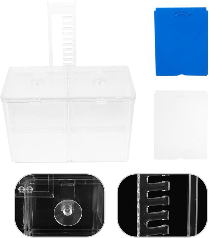 BESPORTBLE Fish Breeding Hatchery Box with Hooks, Aquarium Isolation Nursery Tank, Dual-Chamber Incubator for Tropical Fish Fry and Guppy Breeding in Home Aquariums