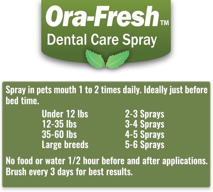 Green Pet Organics OraFresh Dental Spray with Peppermint Oil - Naturally Fights Tartar, Plaque & Freshens Breath Instantly, Improves Oral Health, 8 oz