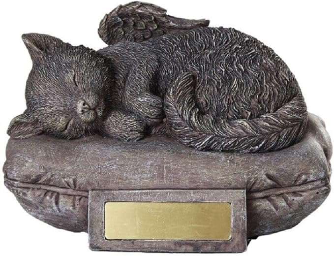 Pacific Giftware Pet Memorial Angel Cat Sleeping On Pillow Cremation Urn Bottom Load 30 Cubic Inch
