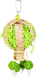 Bird Toys Foraging Shredder Hanging Toys Rope Perch with Bell Parakeet Toy Parrot Swing Climbing Standing Toys Bird Cage Accessories for Conure Cockatiel Budgies Lovebird, Green, 1 Pack