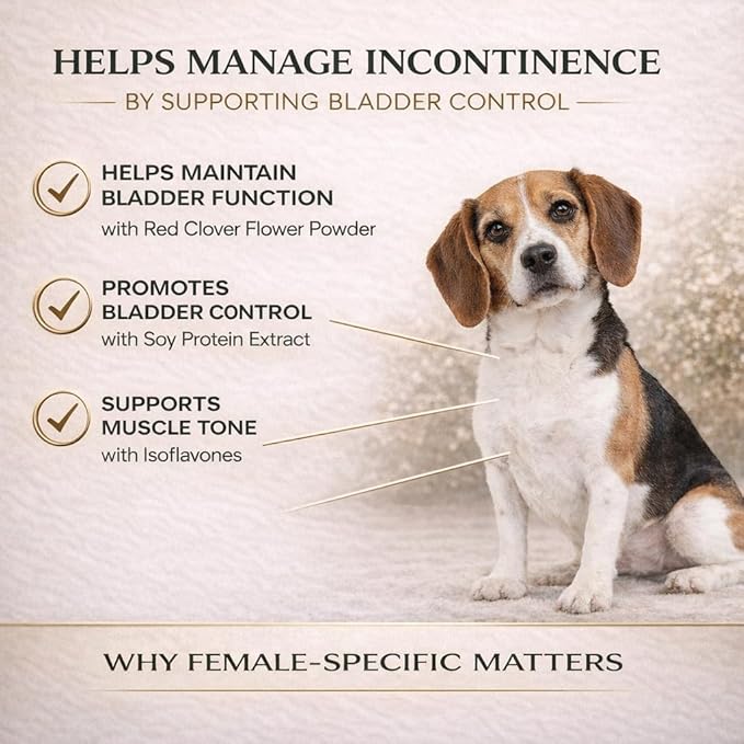 VETRISCIENCE Bladder Health Chews, Vetri Bladder Supplement for Dogs, Incontinence Support, Reduce Urine Leakage and Overactive Bladder, Soy Protein and Red Clover, Chicken, 60 Count