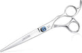 JASON 7" Straight Dog Grooming Scissors, Ergonomic Pets Grooming Shears, Premium Cats Trimming Kit with Offset Handle and Jewelled Screw, Sharp, Comfortable Christmas Gift