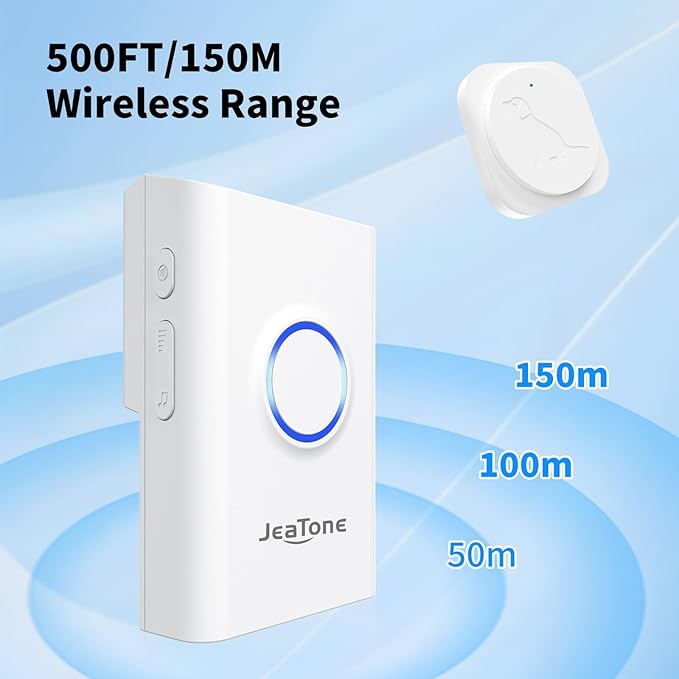 JeaTone Dog Door Bell, Dog Bells to Go Outside, Smart Wireless Potty Training Button for Dogs, Training Dog to Ring The Bell, 2 Pack Button White