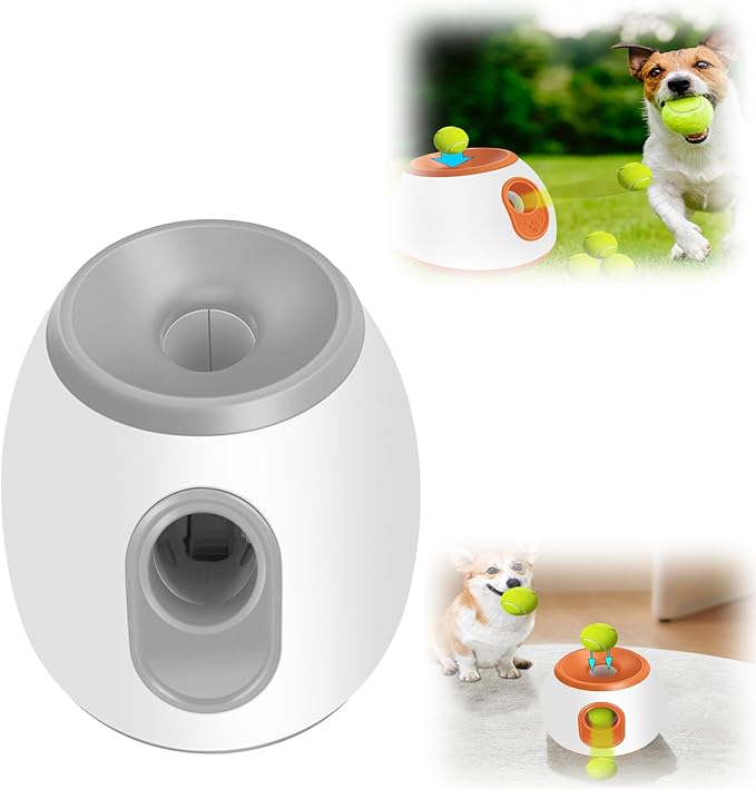 Automatic Ball Launcher for Dogs, Large Silent Dog Ball Thrower with Remote Control, 3 Adjustable Throwing Distances, Rechargeable, Durable, Indoor/Outdoor Use (Grey)