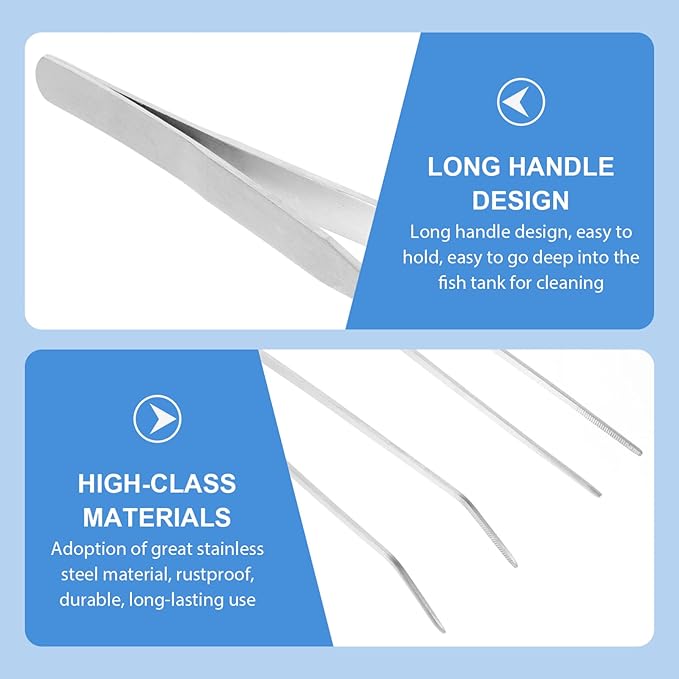 FRCOLOR 2pcs Professional Aquatic Plant Tongs Long Tweezers for Aquarium Plant Trimming Tools