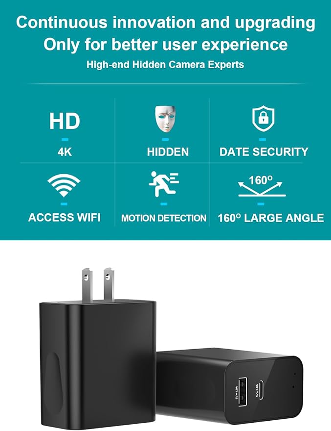 160° Wide Angle 4K HD Charger Camera Not Support 5G WiFi