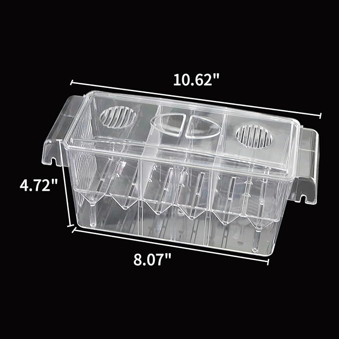 PENCK Fish Breeding Box for Aquarium, Acrylic Plastic Breeder Box for Fish Tank, Baby Snails Fishes Shrimp Clownfish Nursery Container, Fish Hatchery Incubator with Suction Cups