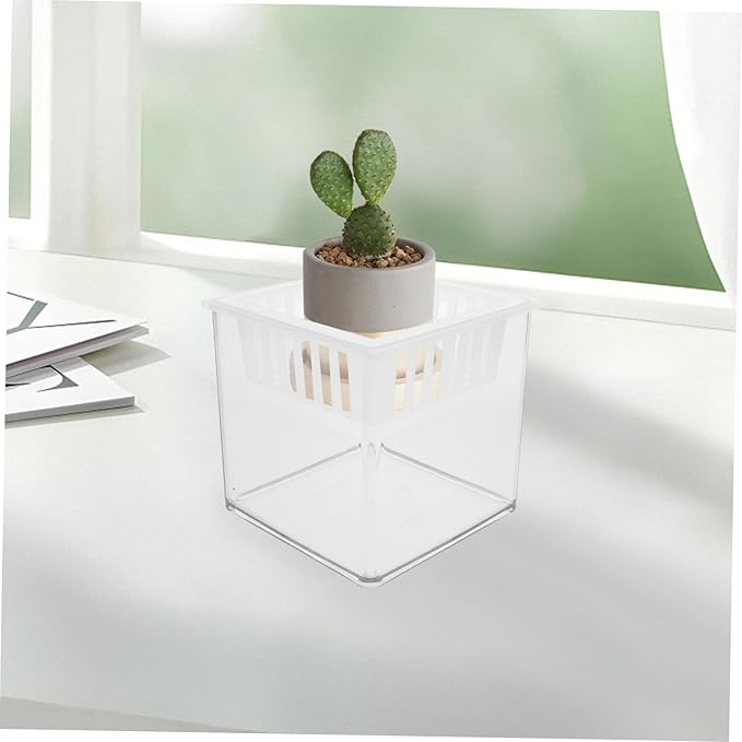 Balacoo Clear Plastic Fish Breeding Box Lightweight Hydroponic Aquarium Planter with Desktop Plant Basket for Betta Fish Terrarium and Tank Decoration Office