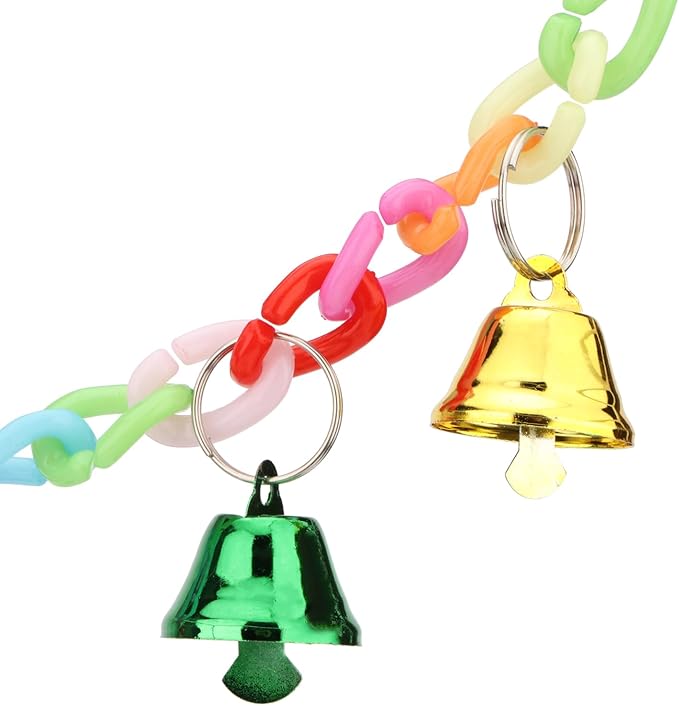 Hypeety Parrot Chew Toys Swing Colorful Bells Chandelier Bird Hanging Toy Parrot Cage Craft Toys Cages African Grey Conure Cockatiel Swing Bell