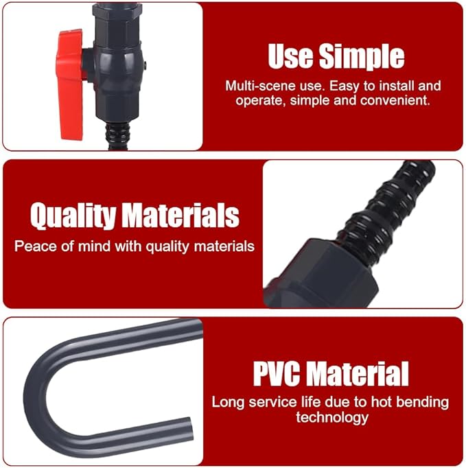 MiOYOOW Aquarium Water Changer, PVC Aquarium Water Filler Hanging Fish Tank Hook Filler with Flow Switch for 1/2“, 5/8”, 3/4” Hose