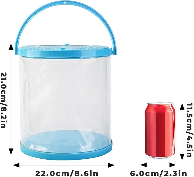 Foldable Travel Aquarium – Portable Fish Tank with Carry Handle for Temporary Transport of Goldfish, Tadpoles & Small Aquatic Life | Ideal for Beach, Lake, or Classroom Use