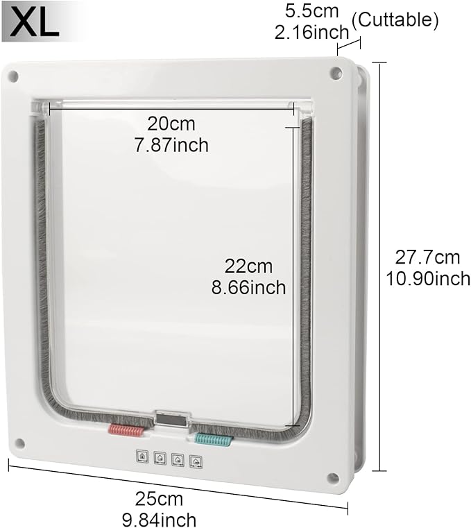 Cat Flap Door 4 Way Locking Weatherproof Pet Doors for Interior Exterior Sliding Door Doggie Door Insert