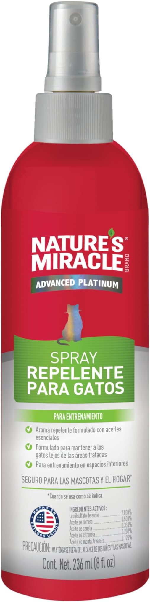 Nature's Miracle Advanced Platinum Cat Pet Block Repellent Spray, 8 Ounces, Indoor Training Aid for Cats