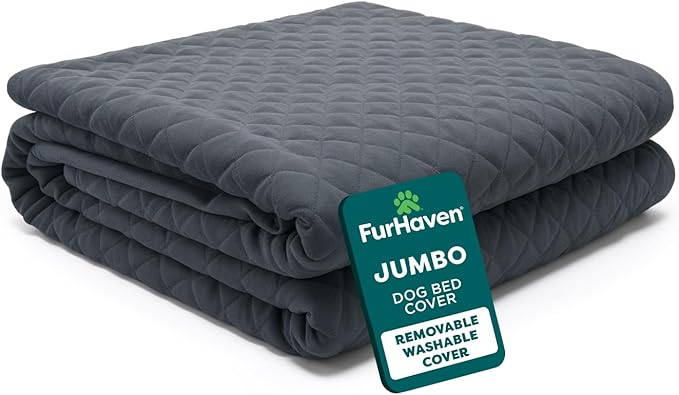Furhaven Replacement Dog Bed Cover Quilted Sofa-Style, Machine Washable - Iron Gray, Jumbo (X-Large)