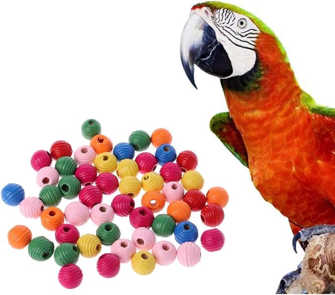 50Pcs/Bag Colour Wooden Bird Parrot Bite Multipurpose Colorful DIY Beads Decoration Accessories Pet Supplies