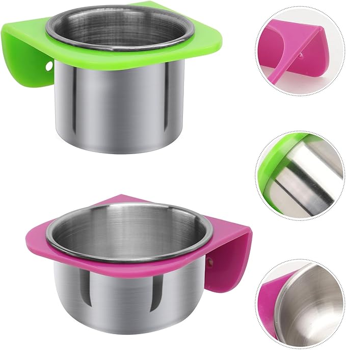 Yardwe Parrot Food Cup and Bird Feeder Bowl Set Small and Large Feeding Cups for Cage Stand Multi-Functional Bird Feeding and Watering Supplies for Pet Parrots