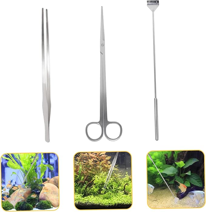 1Set Aquarium Tool Tweezers Scissors Scraper for Fish Tank Maintenance Efficient for Aquariums