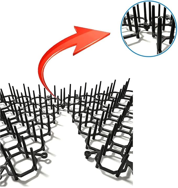 BUYTER 12 Pack 8.5 * 6.5 Inch Square Cat Scat Mats with Spikes, Cat Repellent Pads Fence Animal Barrier,Included 12 Pack Staples and 20 Pack Zip Ties (8.5''*6.5'')