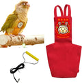 MANON ROSA Bird Diapers Leash Set Washable Reusable Handmade Flight Suit Waterproof Inner Layer - Protective Parrot Nappy Clothes Parakeets Macaws Budgies Canaries (Red1,Sun Conure)