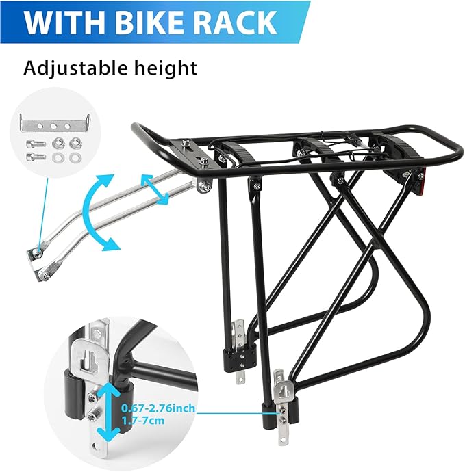 Dog Bike Basket for Rear Rack - 2-in-1 Pet Carrier & Cargo Basket & Rear Bike Rack with Basket