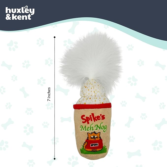 Huxley & Kent Plush Cat Toy - Holiday Interactive Catnip Toy for Cats & Kittens - Soft with Crinkle & Catnip - Fun Indoor Play - Meh Nog