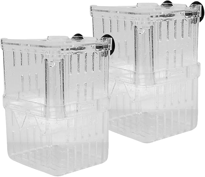 Suspended Double Compartment Fish Breeding Tanks Clear Incubator Box Set of 2 for Fry and Shrimp Hatching Breedinig Use Fish Isolation Container