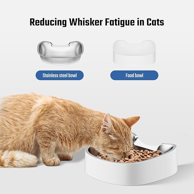 Stainless Steel Cat Bowls: Suitable for IMIPAW Automatic Pet Feeder Cat Whisker Fatigue Relief Friendly Shape and Easy to Clean