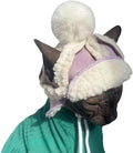 Cat Hats for Cats Only, Warm Cat‘s Beret Hat with Ear Holes, Pilot Cap Tiny Pets Party Costume, Cat Headwear Mini Hat SnugFit Sliding Toggles for Best Fit (Light Violet, Small (4-9.9 lbs))