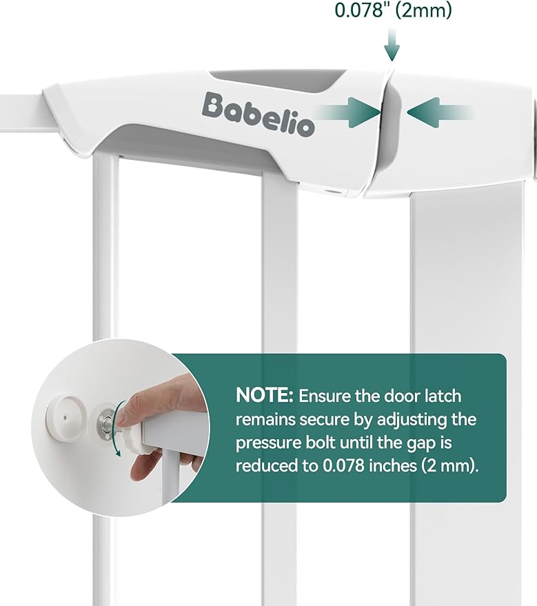 Babelio 36.5-57" Extra Wide Baby Gate with Cat Door, CatPrivilege Ⅲ, Auto Close & Two Way Swing, Pressure Mounted Dog Gates for Stairs, Doorways, Includes 4 Wall Cups and 3 Extension Pieces,White