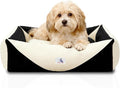 Washable Rectangle Dog Bed with Removable Cover, Color-Block Gingham Cotton Puppy Sofa, Breathable Scratch Resistant Pet Bed, Small