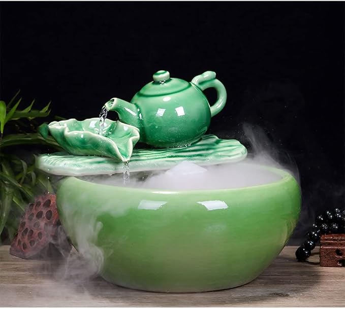 Fish Tank Aquarium Fish Tankchinese Style Ceramic Flow Water Fountain Office Living Room Table Top Fish Culture Bowl Aquarium Starter Kits Glass Fish Tank(A,37cm)