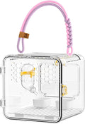 Transparent Bird Carrier Cage, 20x18x19cm Nylon PET Portable Breathable Parrot Cage Flying Squirrel Carrier Travel Bag for Outdoor, Home, Pet Store, Vet Visit, Hiking, Camping